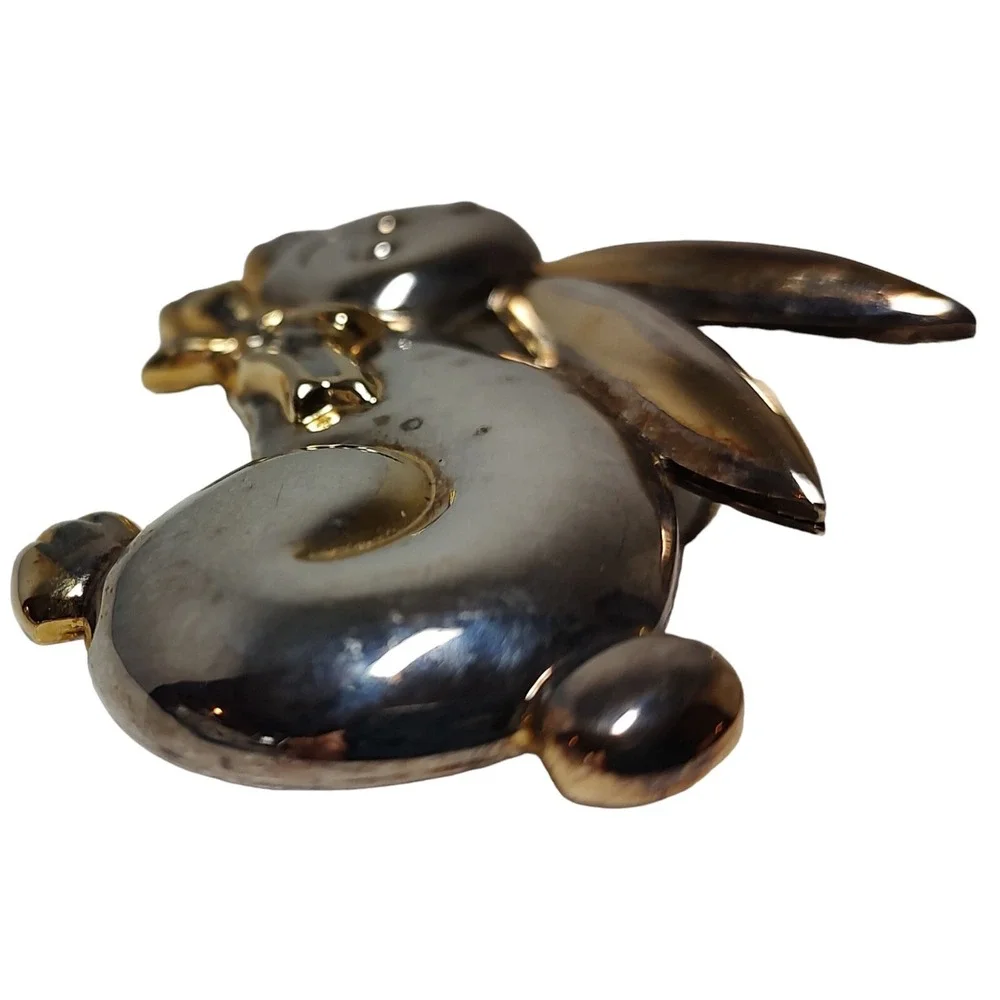 Vintage Bunny Rabbit Brooch Pin Pendant‎ Large Animal Jewelry Silver Plated 3 in